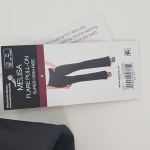 Sofia Vergara Melisa Super High Rise Sz 4 Flare Pull On Scuba Knit Black Trouser